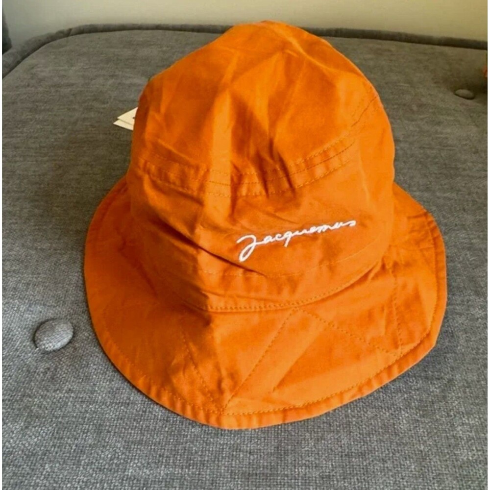 Jacquemus orange logo bucket hat seen on Hailey size56 - Picture 3 of 6